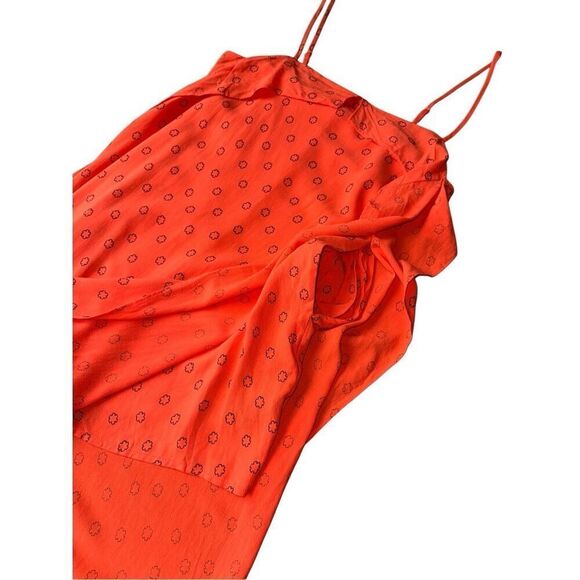 Urban Outfitters Orange Linen Ooh La La Side Slit Romper Maxi Dress Size S - Picture 8 of 11